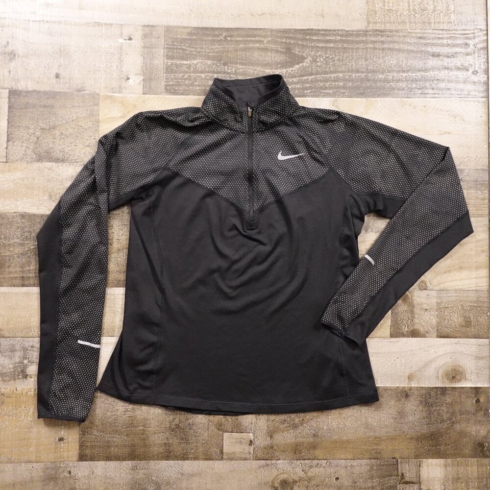 Nike Dri-FIT 1/4 Zip Running Top‎ Women’s Medium Black Reflective
